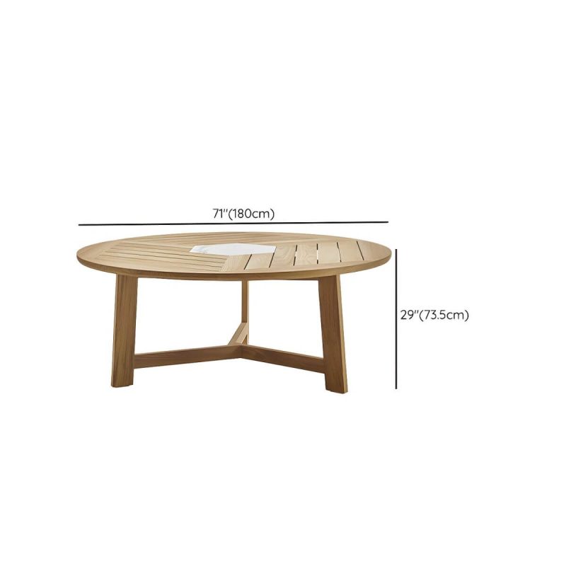 "Dimension of Teak Wood Modern Patio Dining Table with Umbrella Hole - Waterproof and UV Resistant - Table Only 71"L x 71"W x 29"H Round"