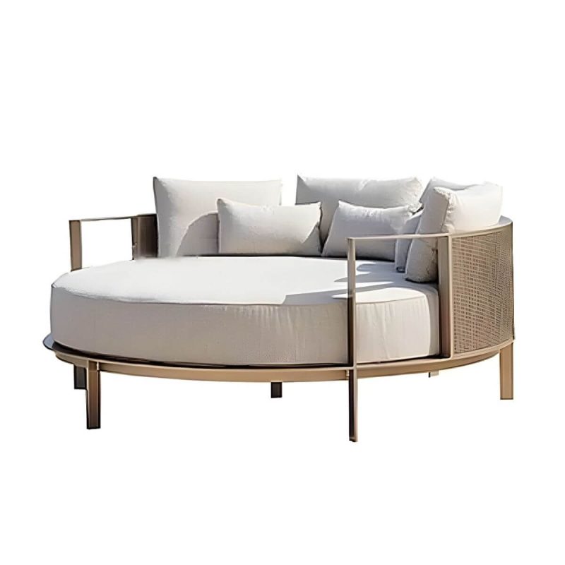 "Metal Frame Outdoor Patio Sofa Industrial Water Resistant Patio Sofa - 71"L x 71"W x 26"H Round Bed"