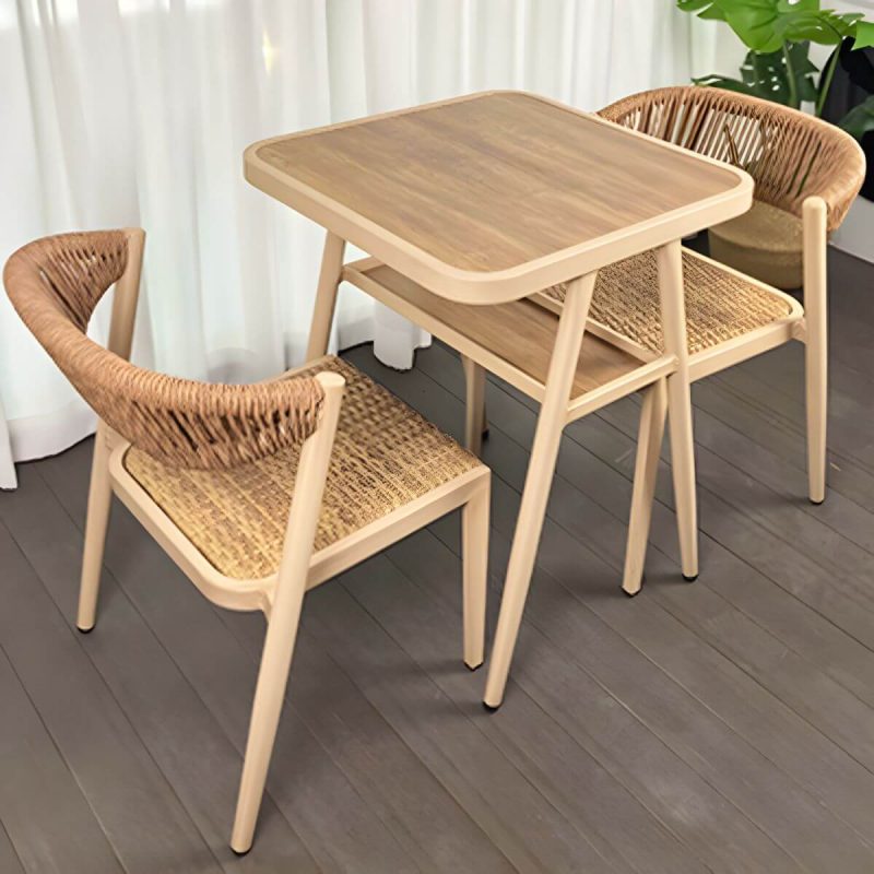 "Modern Style Dining Set Square Metal 1/3 Pcs Dining Table Set - Table & Chair(s) 23.6"L x 23.6"W x 29.5"H 2 White-Brown"