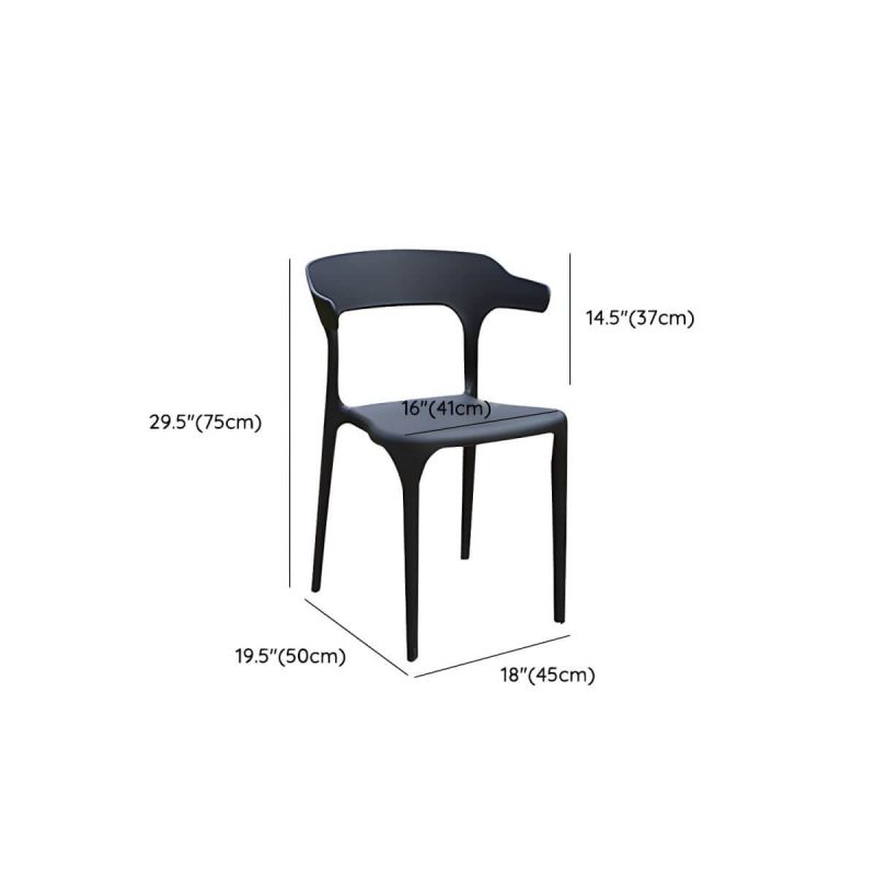 "Dimension of Plastic Antique Finish Patio Chair Stacking Modern Style without Cushions - 4 Piece Set"
