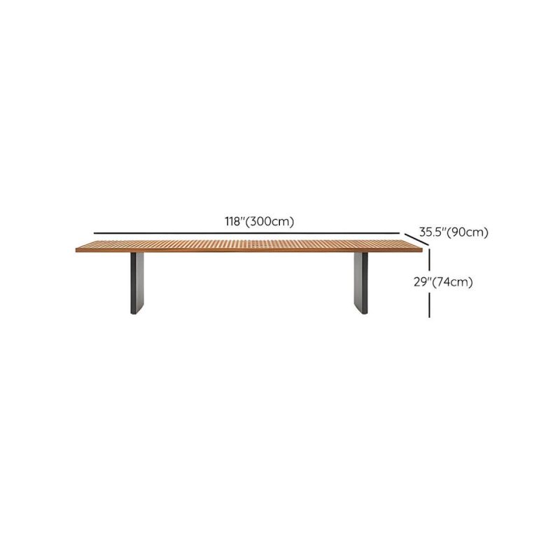 "Dimension of Solid Wood Top Patio Table Contemporary Rectangle Patio Table - 118"L x 35"W x 29"H Rectangular Table Only"