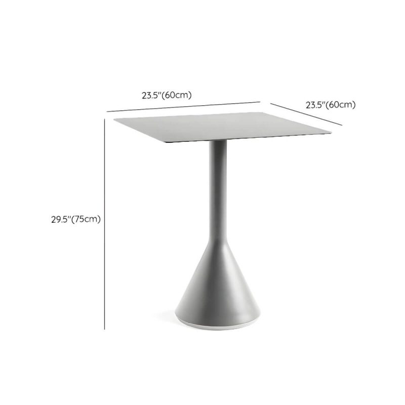 "Dimension of Grey Metal Patio Table Contemporary Style Water Resistant for Outdoors - Table Only 23.6"L x 23.6"W x 29.5"H Square"