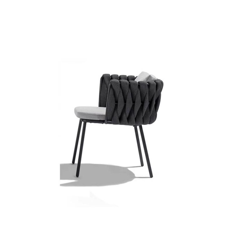 "Casual Aluminum Metal Patio Arm Chair with White Cushion, 1 Chair, Light Gray"