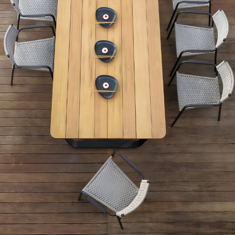 "Rattan Contemporary Aluminum Stacking Patio Arm Chair in Gray - 0.06" Aluminum Frame 2 Piece Set"