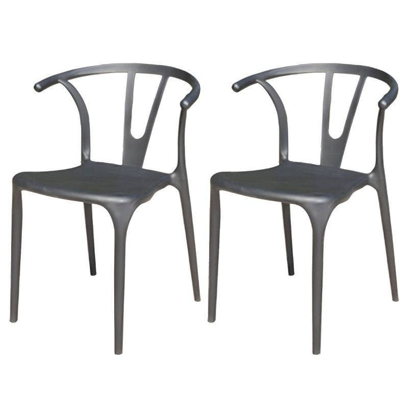"Stacking Dining Armchair Contemporary Plastic Patio Arm Chair - 15"L x 19"W x 30"H 2 Piece Set"