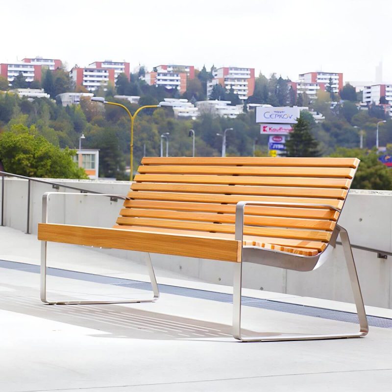 "Industrial Style Metal Picnic Bench with Stainless Steel Frame and Waterproof Durability - 59"L x 21"W x 31"H"
