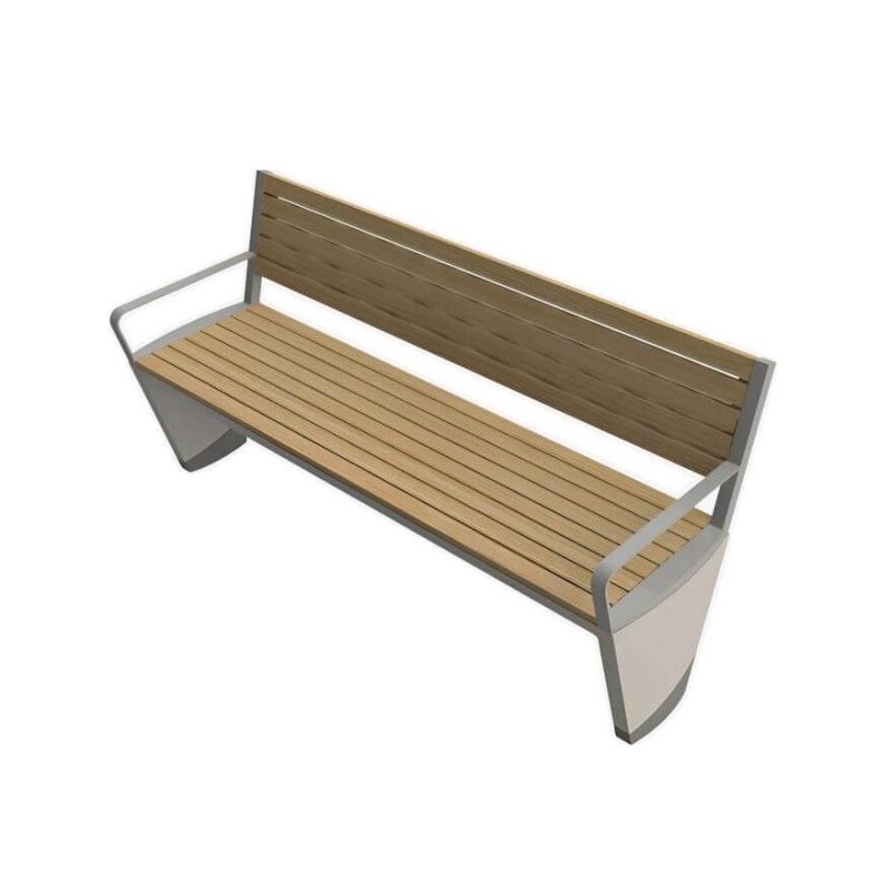 "Modern Park Bench with Back, Brown Timber, and Hydrophobic Finish, Dark Brown, Armless, 59"L x 21"W x 31"H"