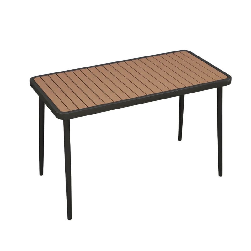 "Brown Wooden Patio Table Contemporary Style in Rectangular/Square Shape - Table Only 55.1"L x 27.6"W x 29.5"H Black"