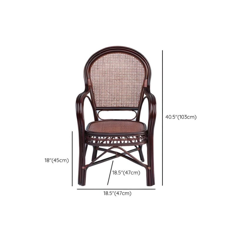 "Dimension of Traditional 40.55" Height Solid Color Rattan Outdoor Dining Armchair - Dark Brown 1 Piece"
