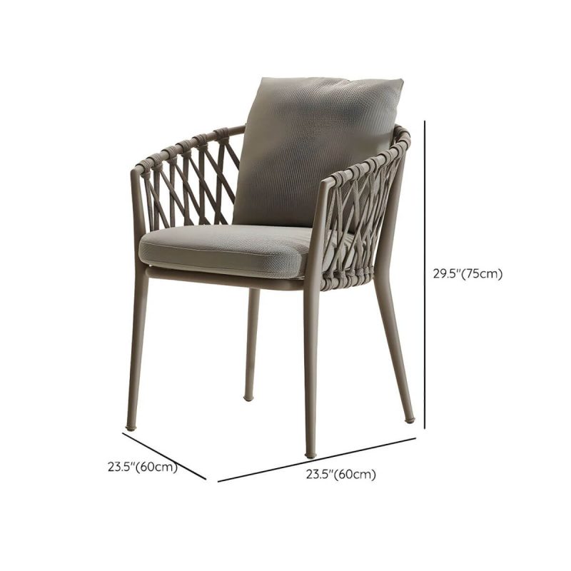 "Dimension of Modern Dining Side Chair Aluminum Outdoor Bistro Chairs with Arm - Grey 2 Piece Set"