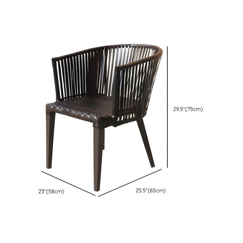 "Dimension of Traditional Brown Wicker Arm Chair with Wicker Back for Patio Dining, UV Resistant and Non-Swivel - 2 Piece Set"