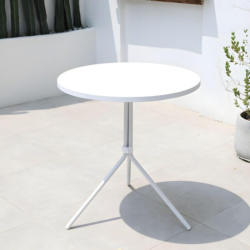 "Contemporary Round/Square Bistro Table Aluminum Water Resistant Patio Table - White Round Table Only"