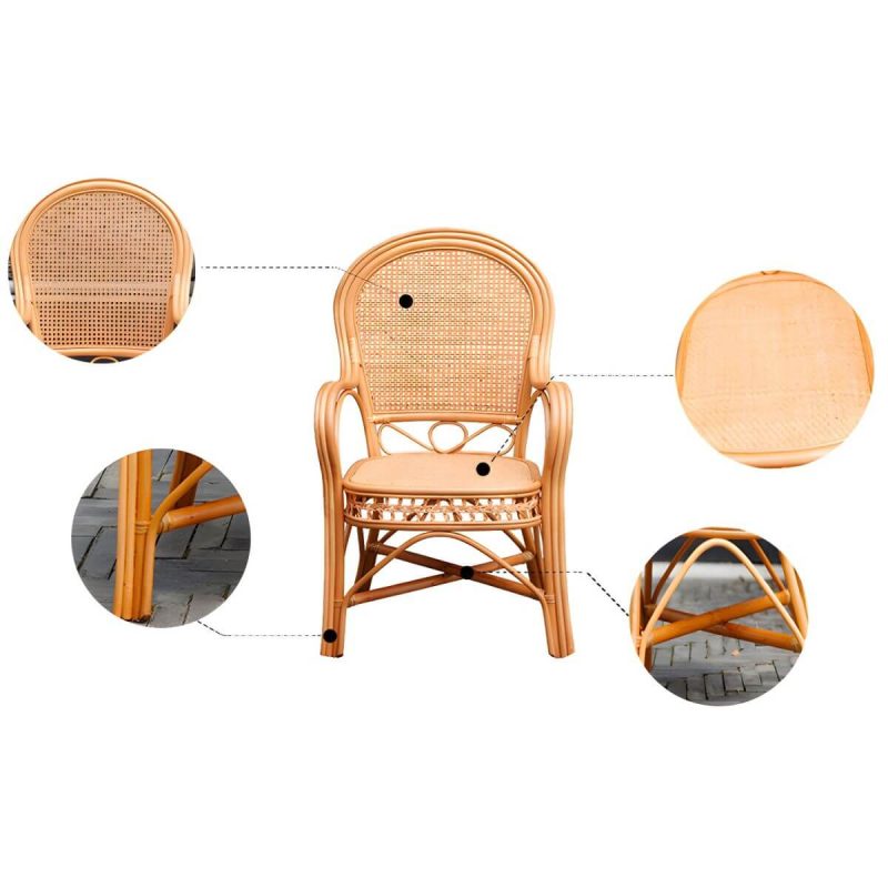 "Traditional 40.55" Height Solid Color Rattan Outdoor Dining Armchair - Orange 1 Piece"