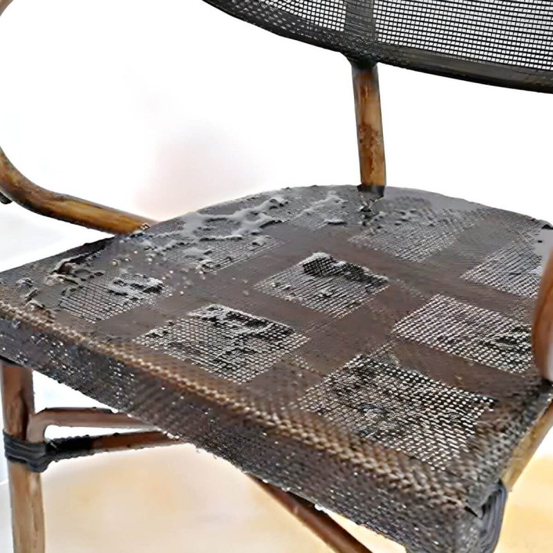 "Natural Metal Arm Chair with Stackable Design for Tropical Outdoor Dining - 2 Piece Set"