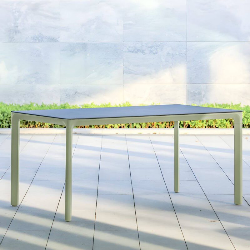 "Contemporary Glass Dining Table Set with 2/4 Woven Chairs in Green - Table 71"L x 35"W x 29"H Zero"