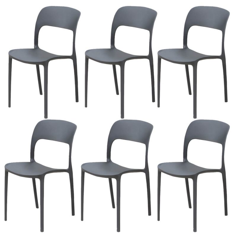 "Stacking Dining Armchair Contemporary Plastic Patio Arm Chair - 16"L x 17"W x 33"H 6 Piece Set"