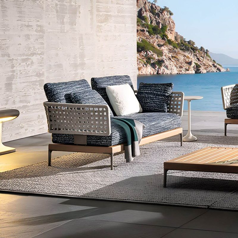 "Scandinavian Patio Sofa Water Resistant Gray Outdoor Patio Sofa - Right Corner Sofa Stainless Steel 70"L x 30"W x 26"H"