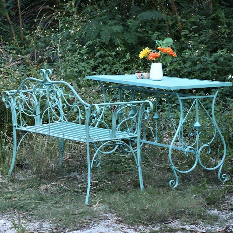 "Modern Green Waterproof Courtyard Table Iron Rectangle Outdoor Table - Table Only"
