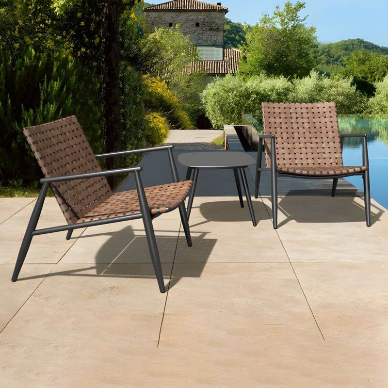 "Black Metal Modern Patio Dining Set with Square Table and Stackable Chairs - Table & Chair(s) 2"