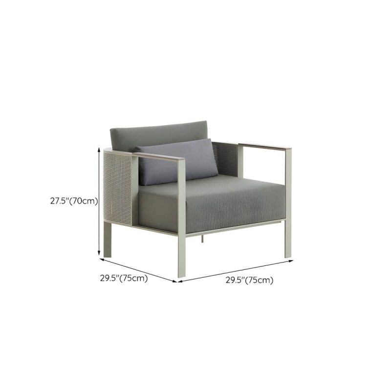 "Dimension of Stainless Steel Frame Outdoor Sofa Industrial Water Resistant Patio Sofa with Cushion - 1-Seater Sofa"