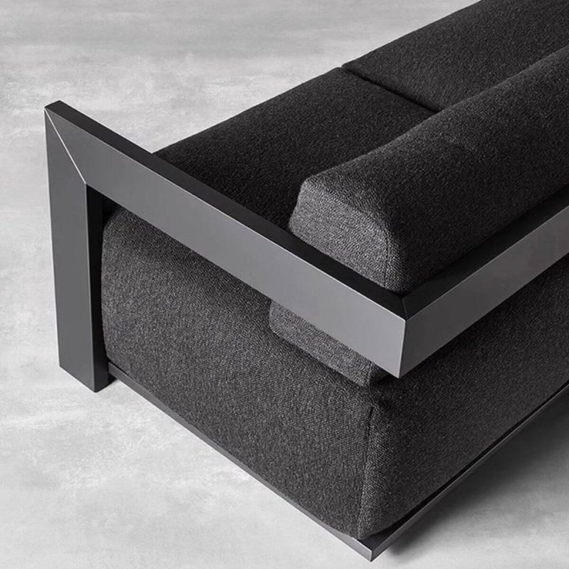 "Modular Design Loveseat for 2, Waterproof, Black Frame, Includes Pillow, Cushioned, 1 Piece, Loveseat, Aluminum"