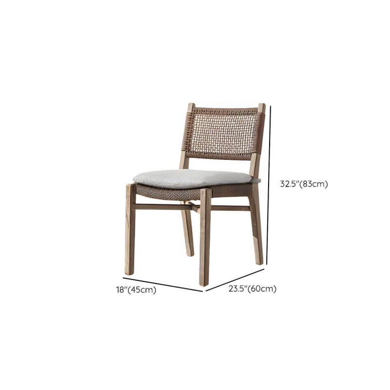 "Dimension of Traditional Teak Natural Solid Wood Stacking Upholstered Outdoor Bistro Chairs - 1 Piece Armless 45 Density Foam"