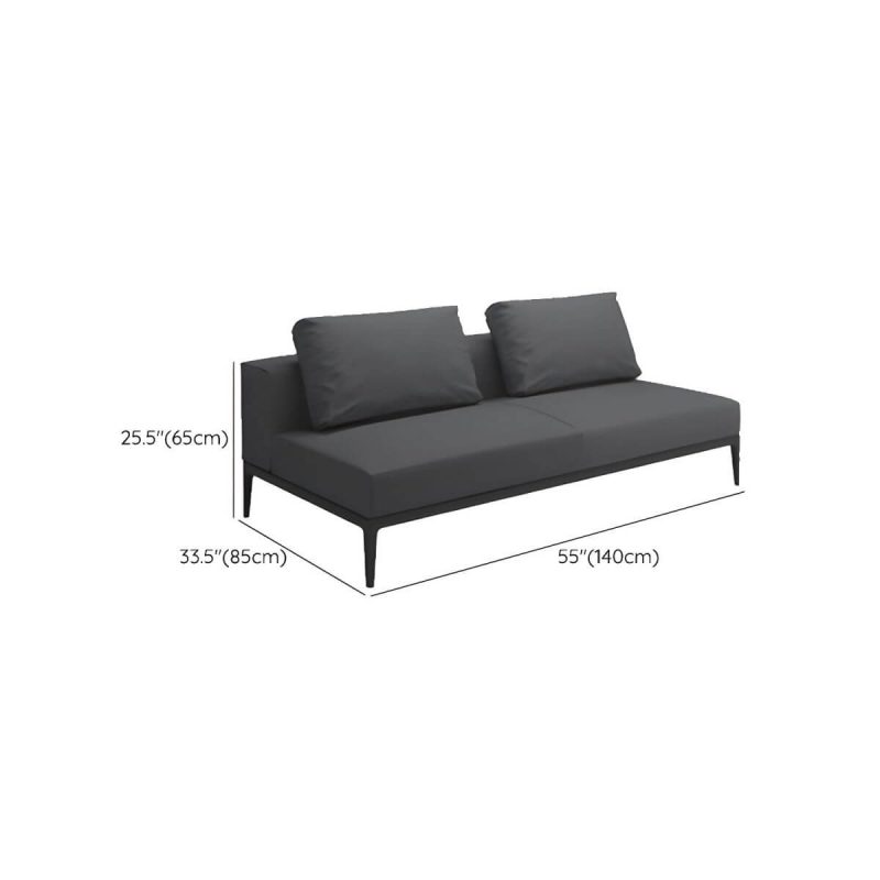 "Dimension of Fade Resistant Black Metal Framed Patio Sofa with Cushions & Pillow (Modern Gray) - Midposition Loveseats"