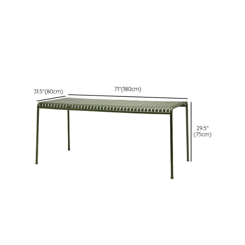 "Dimension of Modern Iron Dining Table Outdoor Patio Table with Metal Frame - Table Only 180 x 80 x 75 cm"
