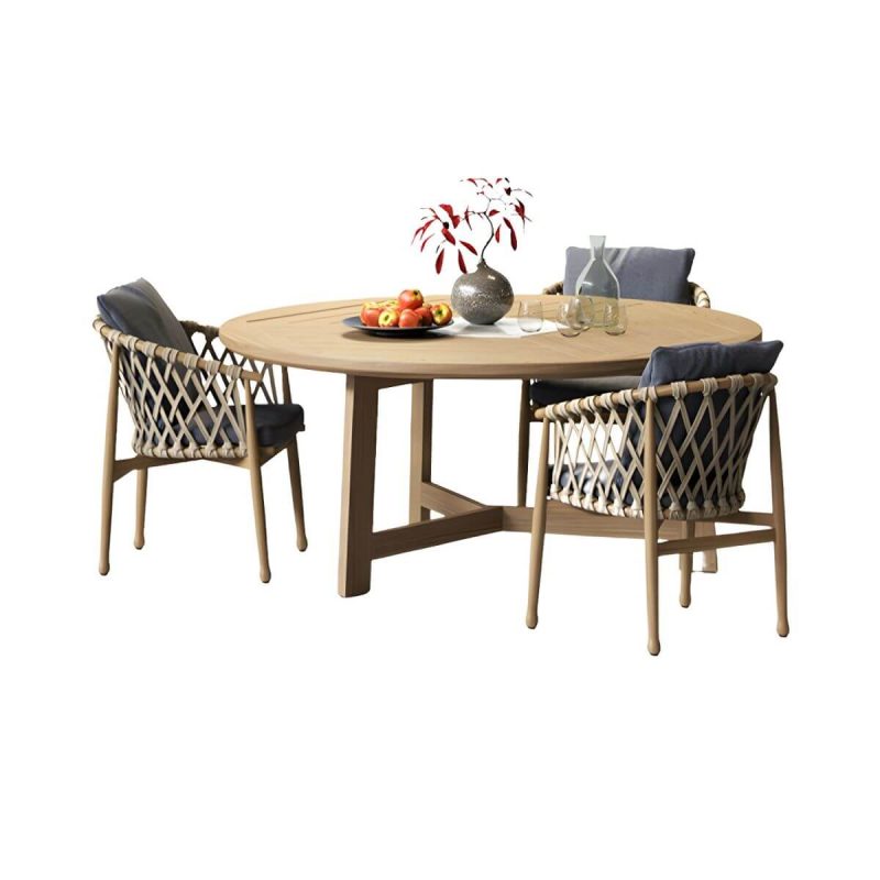 "Teak Wood Modern Patio Dining Table with Umbrella Hole - Waterproof and UV Resistant - Table Only 87"L x 39"W x 29"H Rectangular"
