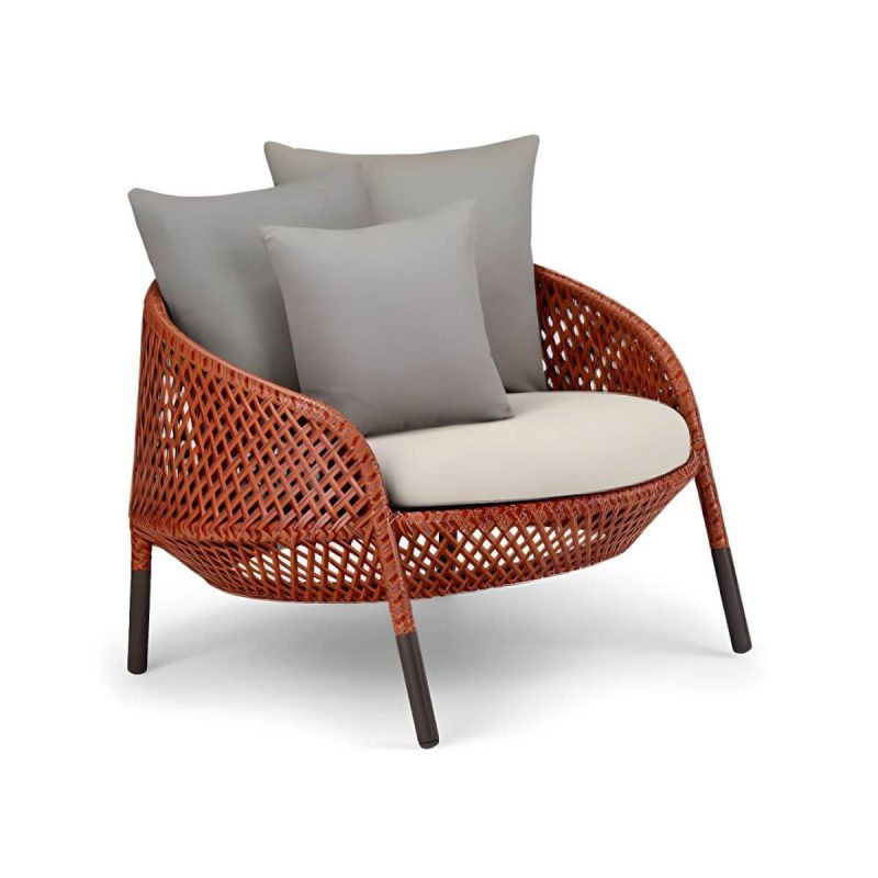"Metal Frame Symmetrical Contemporary Patio Sofa with Pillow Cushions - Red 31"L x 33"W x 31"H"