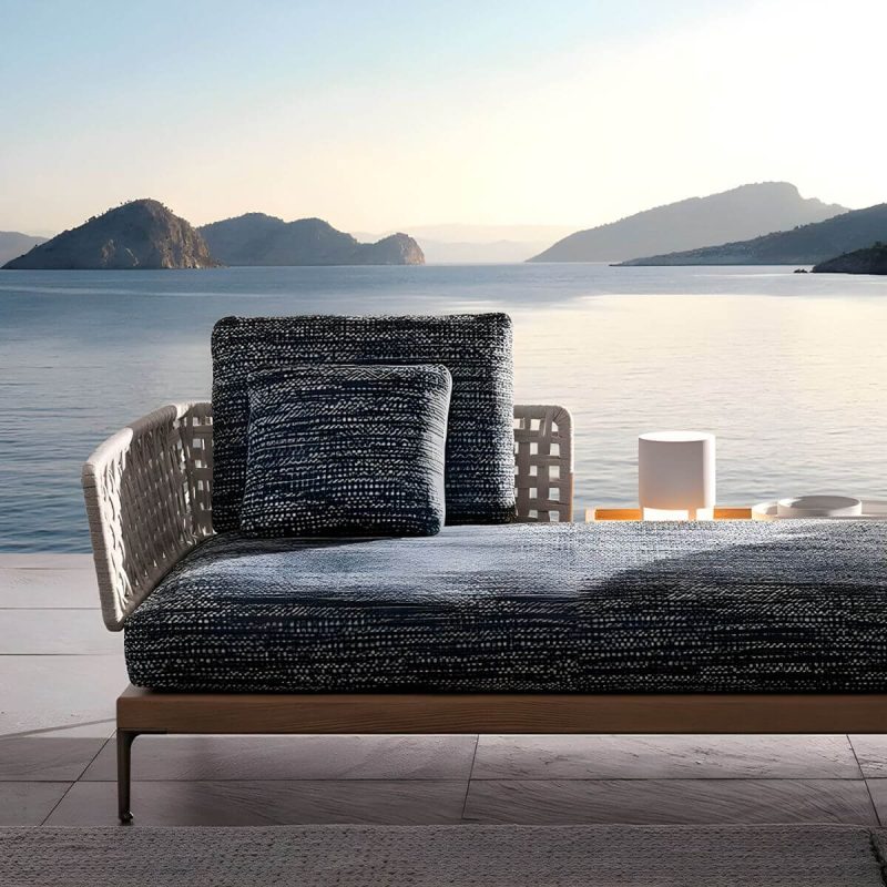 "Scandinavian Patio Sofa Water Resistant Gray Outdoor Patio Sofa - Right Corner Sofa Stainless Steel 70"L x 30"W x 26"H"