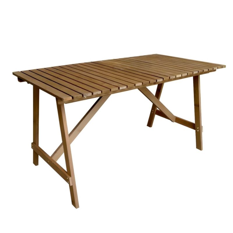 "Brown Solid Wood Patio Table Contemporary Style Rectangular Shape - Table Only"