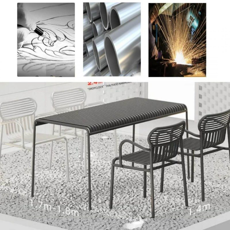 "Contemporary Style Patio Dining Table with Metal Legs for Patio Dining - White 27.6"L x 27.6"W x 29.5"H Table Table Only"