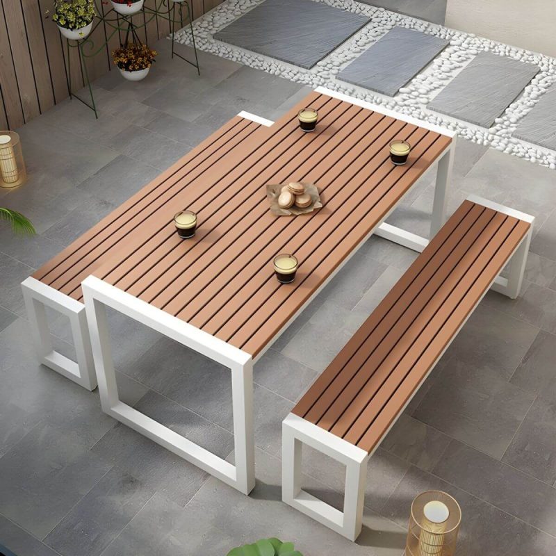 "Industrial Style Wooden Dining Table in Medium Wood Color - Non-Foldable - Table Only 47.2"L x 23.6"W x 29.5"H Black"