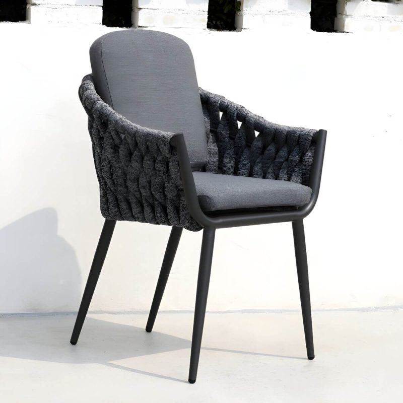 "Contemporary Outdoors Dining Chairs with Removable Water Repellent Finish Cushion - Gray 1 Piece"