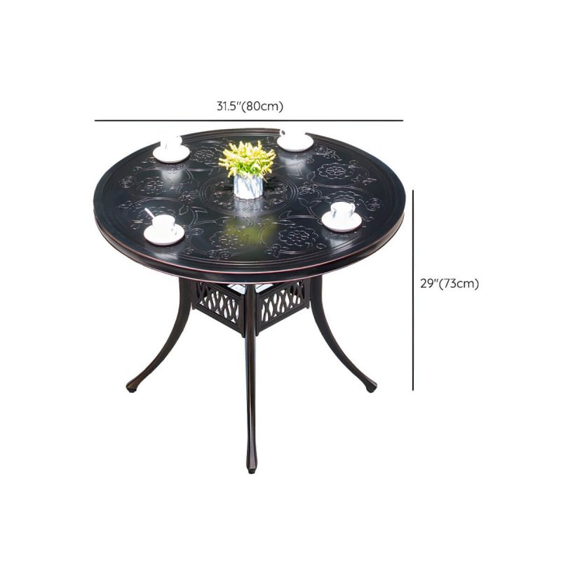 "Dimension of Aluminum Outdoor Patio Table Industrial UV Resistant Patio Table - Table Only 31.5"L x 31.5"W x 28.7"H Dark Brown/ Black"