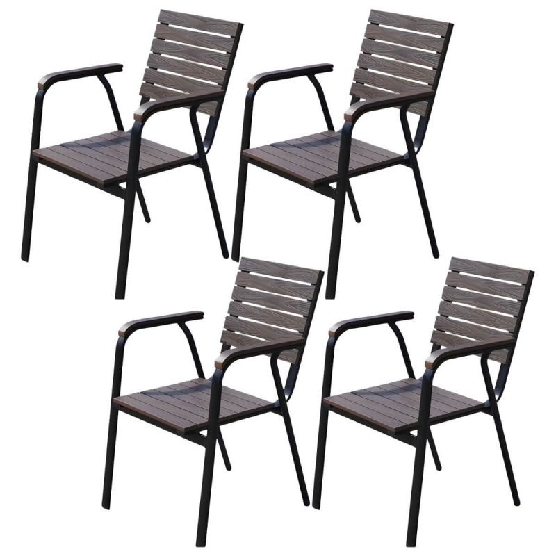 "Traditional Dining Armchair Open Back Outdoors Dining Chairs in Brown - 22"L x 22"W x 34"H 4 Piece Set"