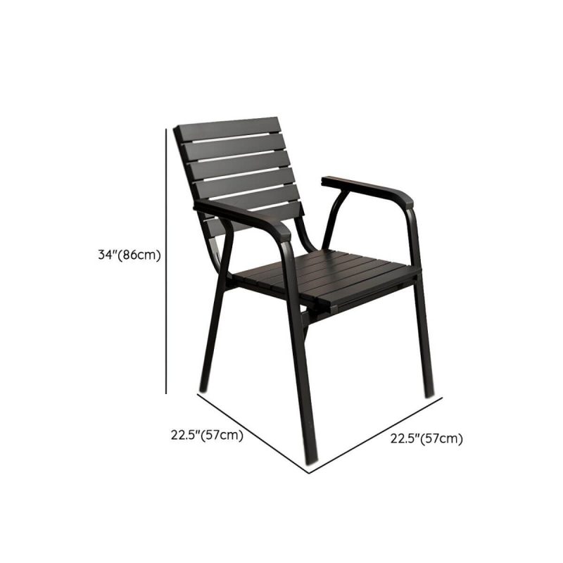"Dimension of Contemporary Wood Dining Table Set with Black Chairs for Courtyard - Table & Chair(s) 27.6"L x 27.6"W x 28.3"H 2"