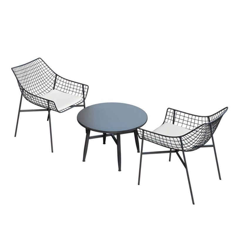"Contemporary Iron Frame Black and White Armless Dining Side Chair - Black 6 Piece Set"
