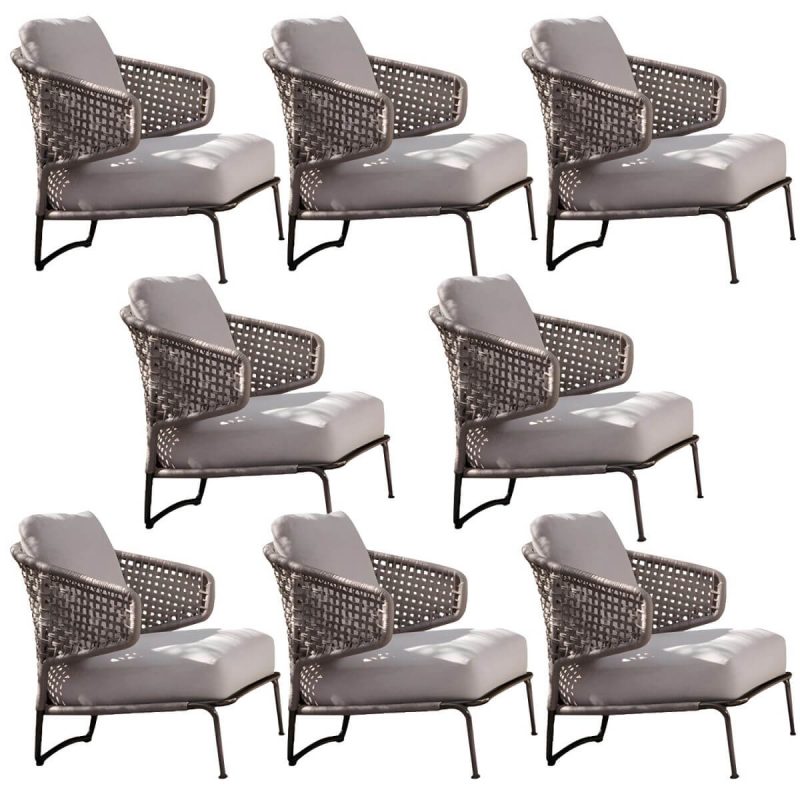 "Tropical Outdoor Chair with Removable Water Repellent Finish Cushion - 26"L x 28"W x 31"H With Arms 8 Piece Set"