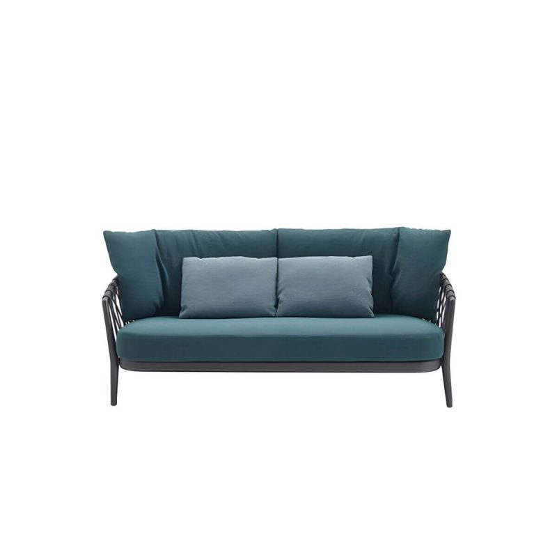 "Metal Frame Contemporary Upholstered Patio Set Waterproof with Removable Cushion - Loveseat 59"L x 31"W x 28"H"