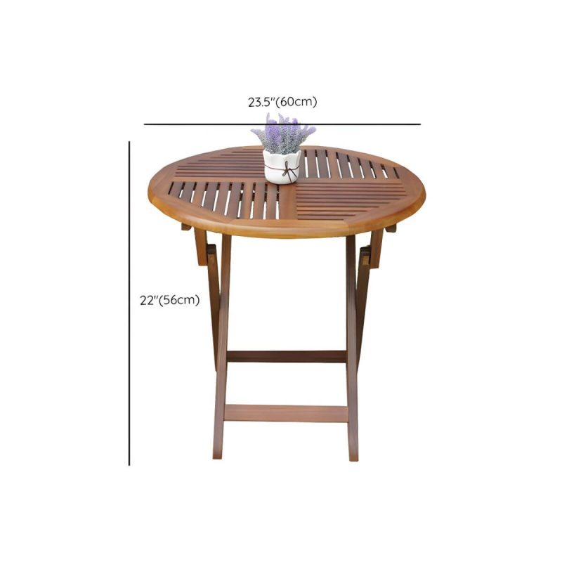 "Dimension of Brown Patio Table Solid Wood Contemporary Style in Round Shape - 23.6"L x 23.6"W x 22"H Table Only"