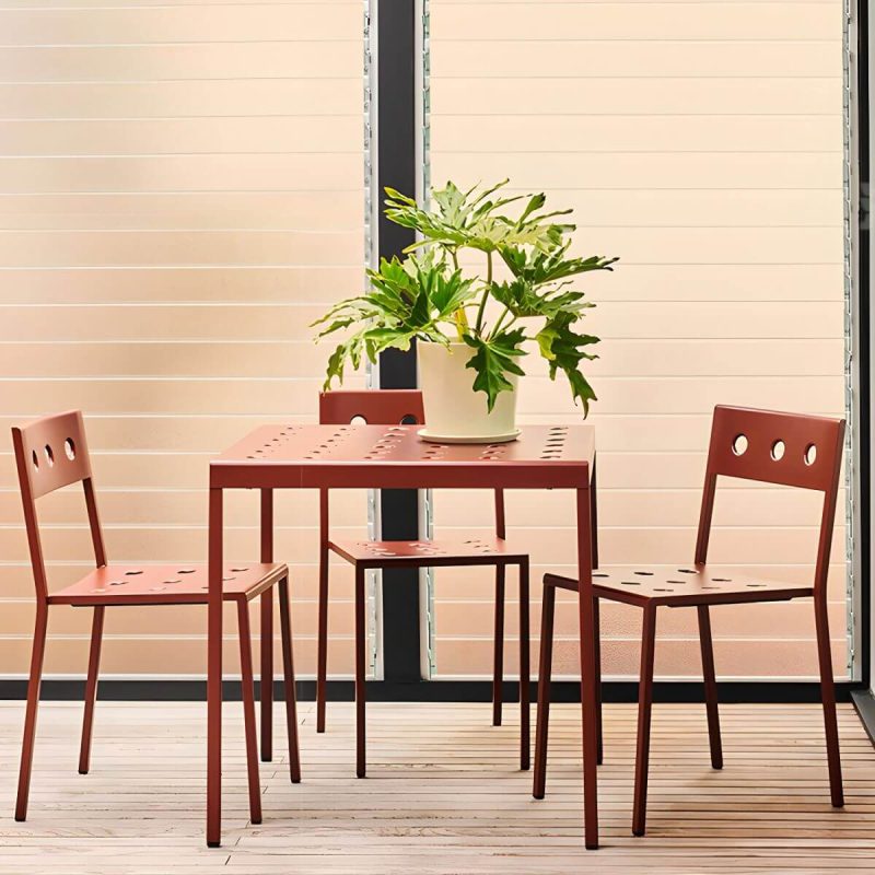 "Industrial Metal Dining Side Chair Open Back Stacking Outdoor Chair - 2 Piece Set Armless"