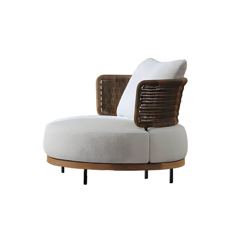 "Modern Wicker Outdoor Loveseat Water Resistant Outdoor Patio Sofa - Round Sofa Ash"