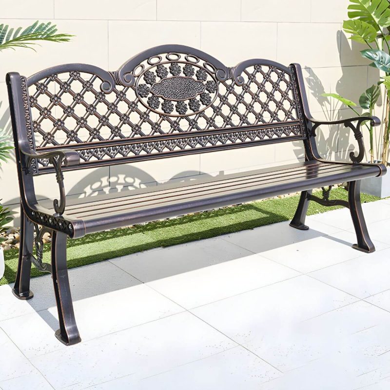 "Contemporary Accent Bench with Legs Water Resistant for Outdoor - Copper 61"L x 24"W x 34"H"