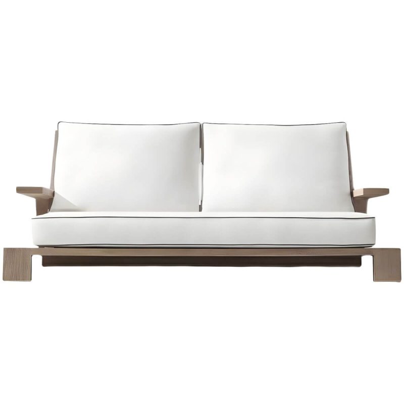 "Modern Water Resistant Natural Wicker Patio Sofa with Cushions and Pillows - 1-Seater Sofa"