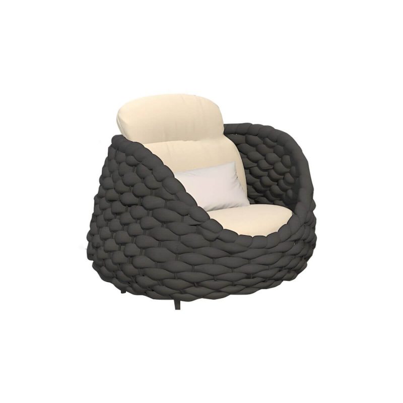 "Waterproof and Durable Modern Metal Patio Sofa with Upholstered Cushions - Black 1-Seater Sofa"