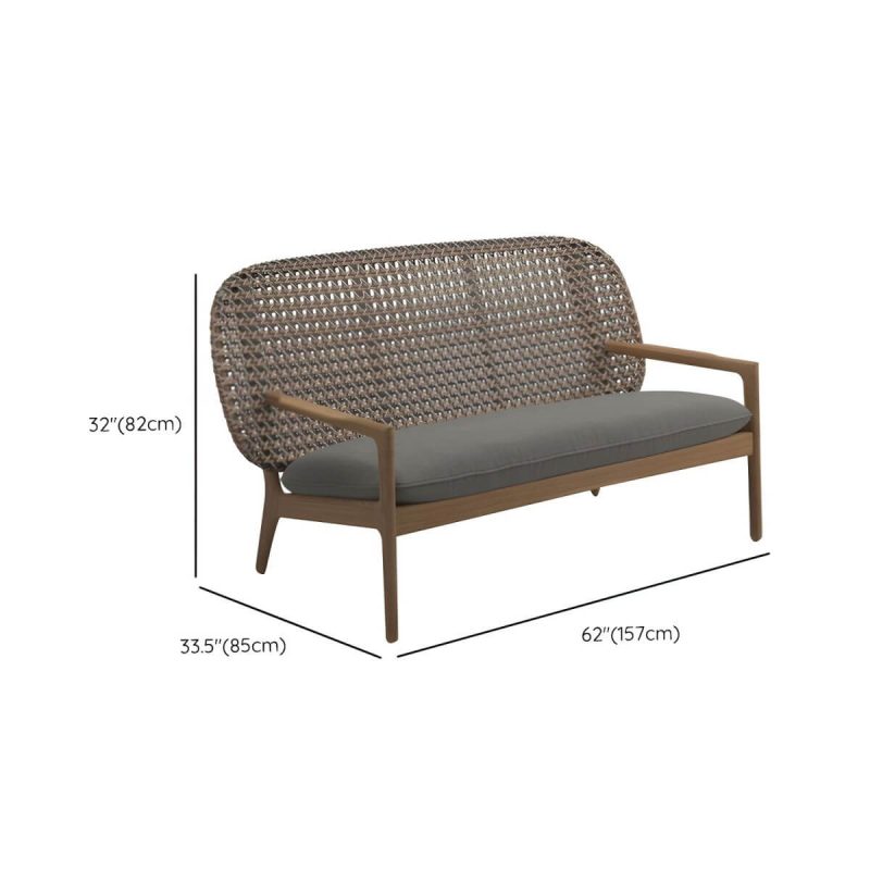 "Dimension of Brown Modern Solid Wood Sofa with Cushions Water Resistant for Outdoor - 62"L x 33"W x 32"H"