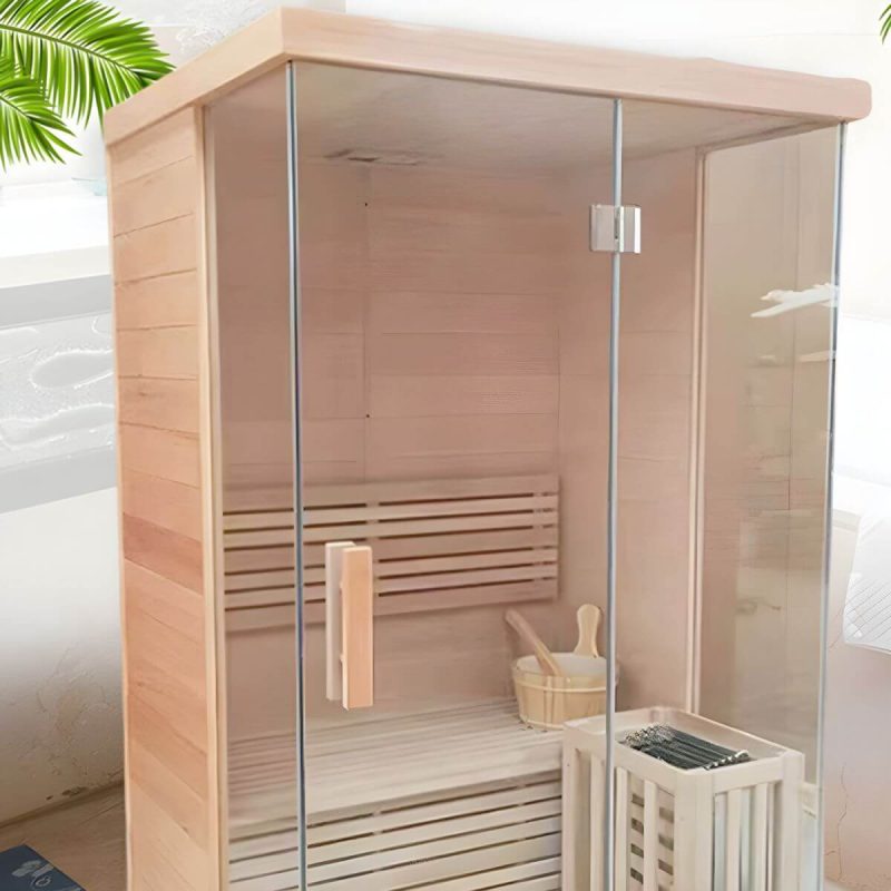 "1-Person Traditional Steam Sauna with Timer and Rust-Resistant Design - 47"L x 39"W x 75"H"