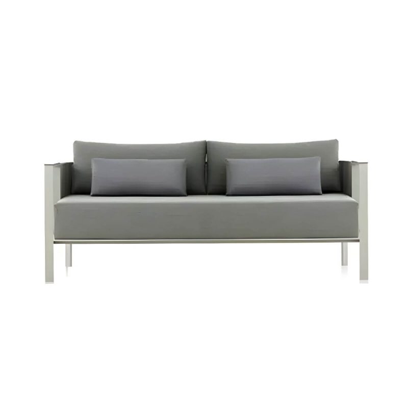 "Metal Frame Outdoor Patio Sofa Industrial Water Resistant Patio Sofa - 55"L x 29.5"W x 28"H 2-Seater Sofa"
